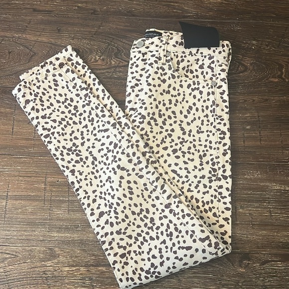 Banana Republic Premium Denim High Rise Skinny Beige Leopard Pants Jeans 26 NWT - Picture 7 of 8